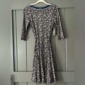 *New with Tags* Ralph Lauren Floral Navy and Cream Dress